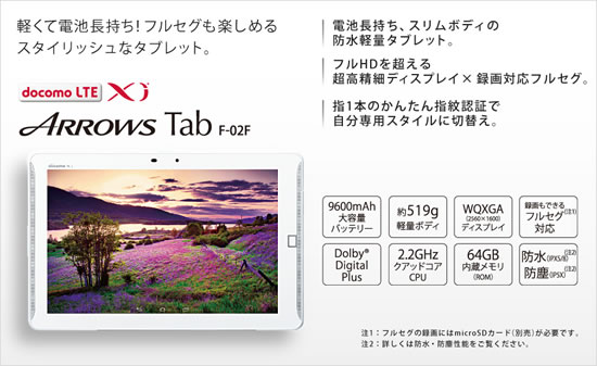 Fujitsu launches full-Seg enabled Docomo Tablet ARROWS Tab F-02F with