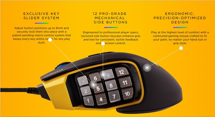 SCIMITAR PRO RGB Optical MOBA/MMO Gaming Mouse — Yellow